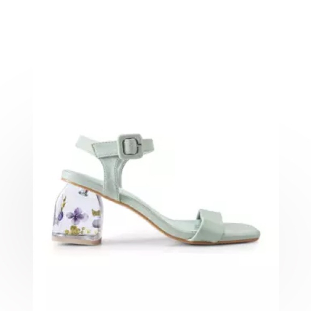 Stylish Green Transparent Heel Strappy Sandals